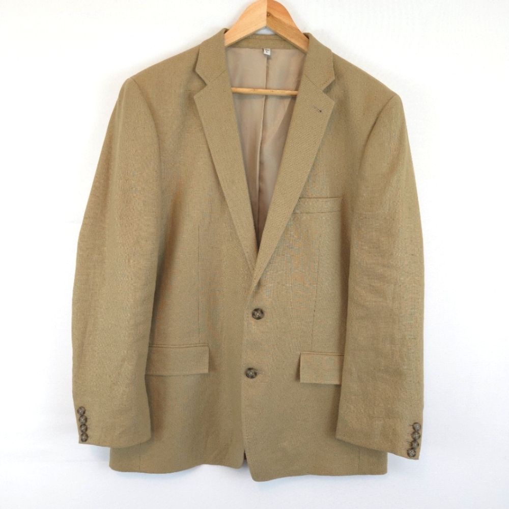 Murano Baird McNutt Men's 100% Linen Tan Classic Single Breasted Blazer